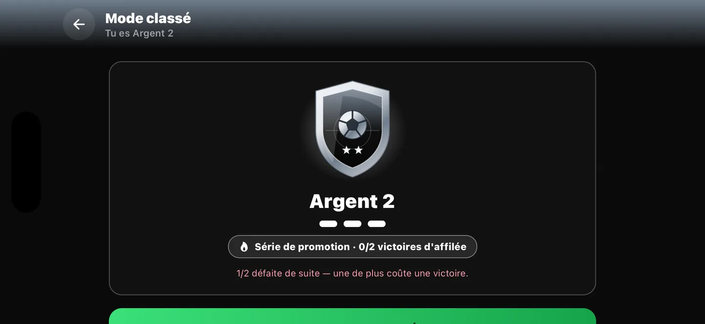 Mode classé Draft Foot